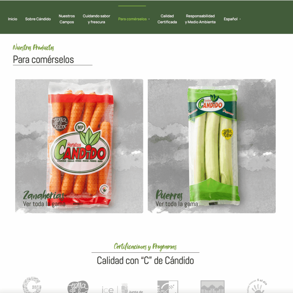 Web Hortalizas Candido